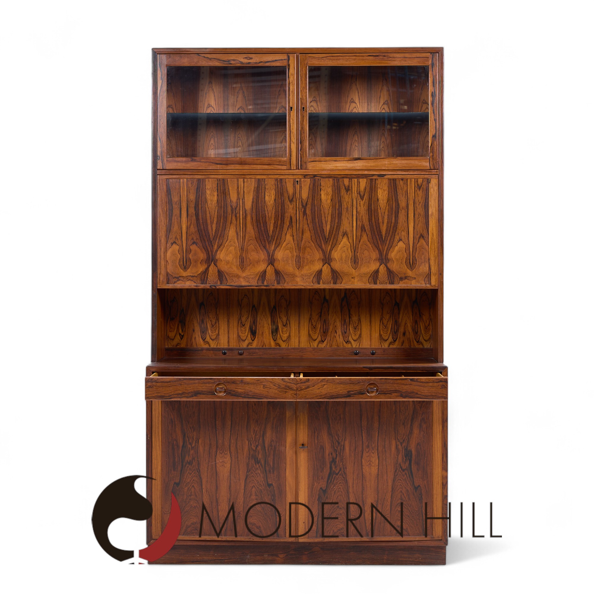 Erik Brouer for Brouer Furniture Mid Century Danish Rosewood Credenza and Hutch