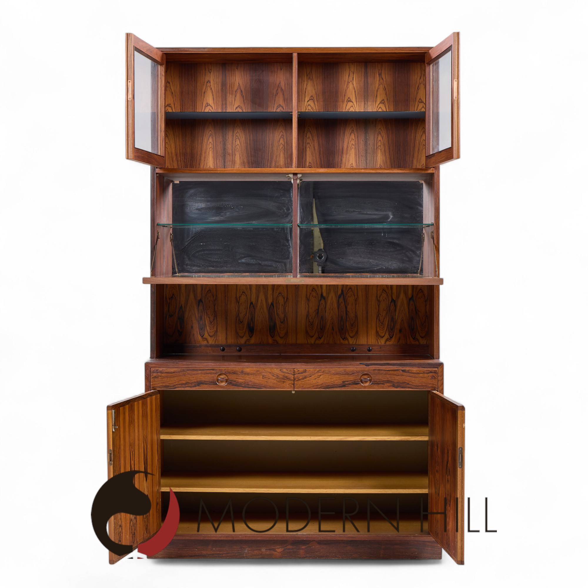 Erik Brouer for Brouer Furniture Mid Century Danish Rosewood Credenza and Hutch