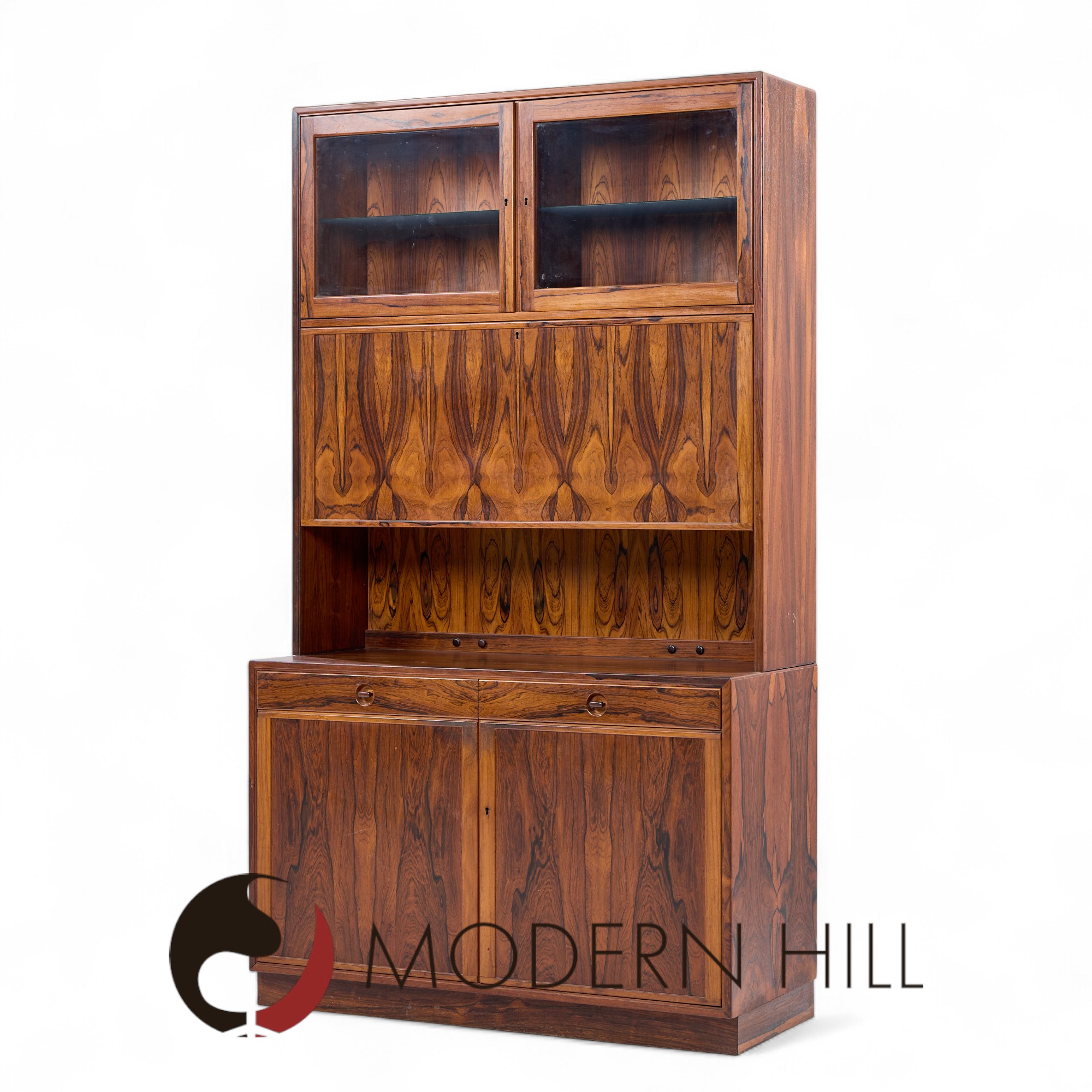 Erik Brouer for Brouer Furniture Mid Century Danish Rosewood Credenza and Hutch