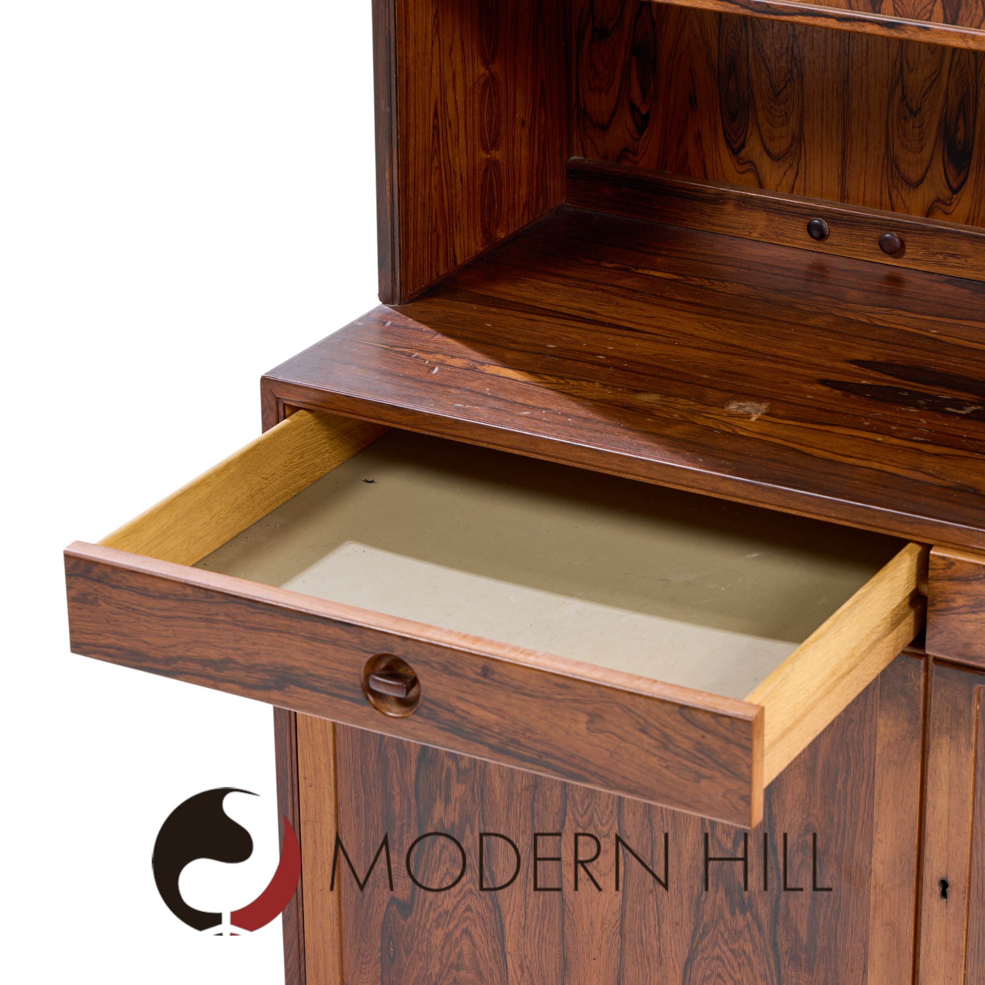 Erik Brouer for Brouer Furniture Mid Century Danish Rosewood Credenza and Hutch