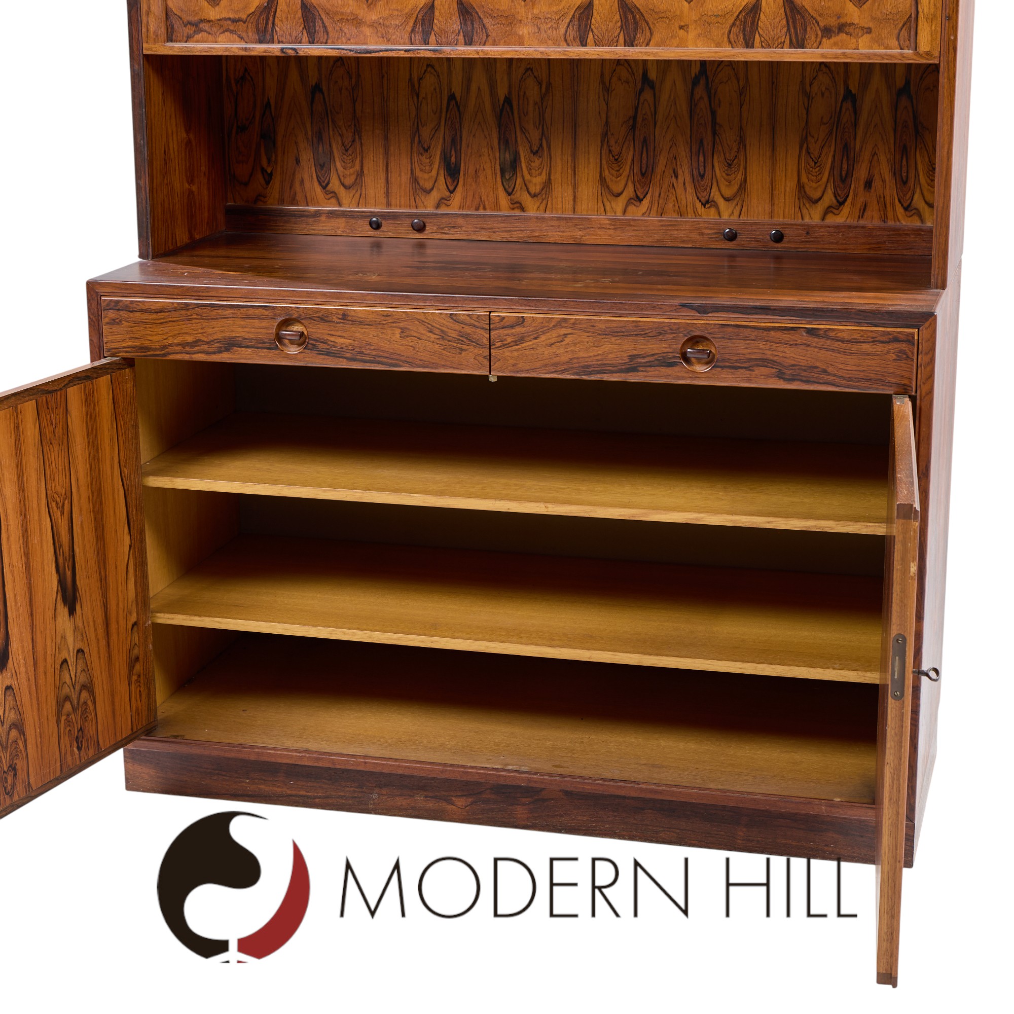 Erik Brouer for Brouer Furniture Mid Century Danish Rosewood Credenza and Hutch