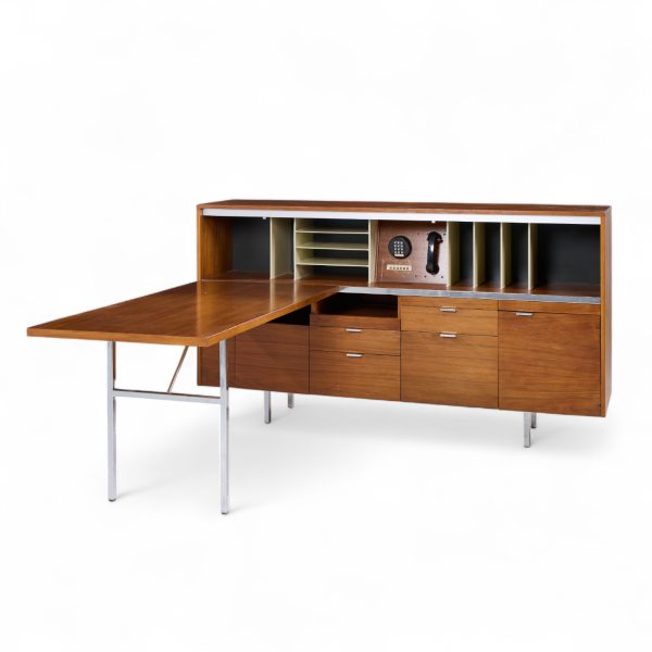 George Nelson for Herman Miller Mid Century Walnut Desk with Return