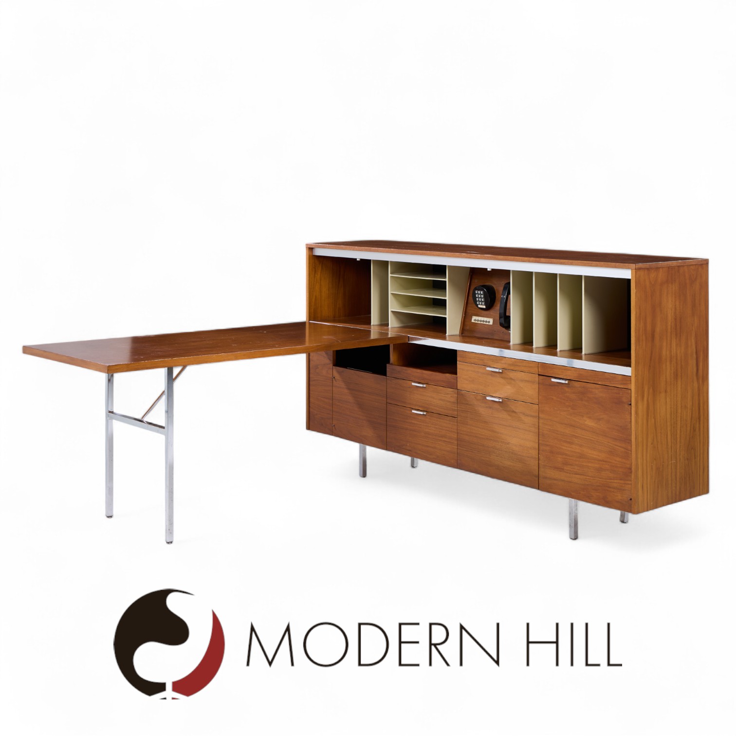 George Nelson for Herman Miller Mid Century Walnut Desk with Return