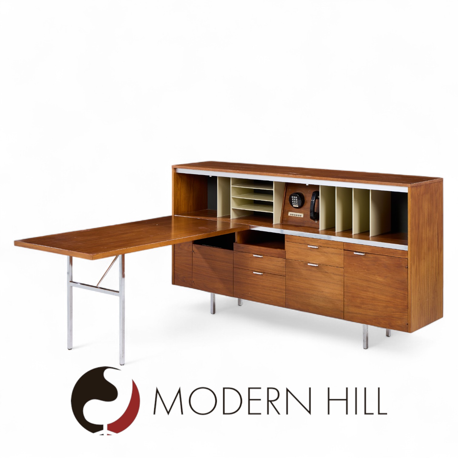 George Nelson for Herman Miller Mid Century Walnut Desk with Return