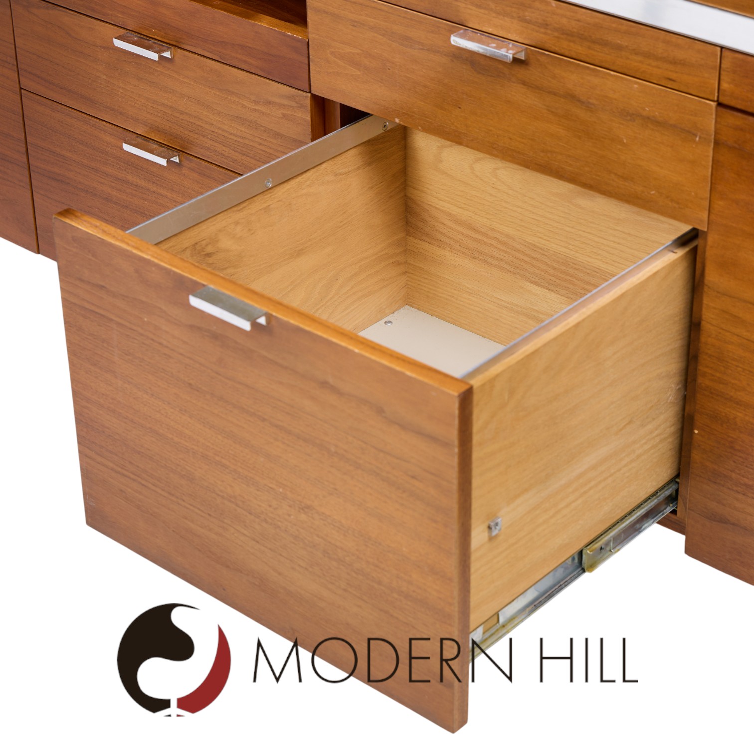 George Nelson for Herman Miller Mid Century Walnut Desk with Return
