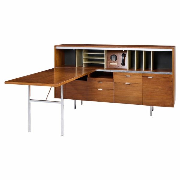 George Nelson for Herman Miller Mid Century Walnut Desk with Return
