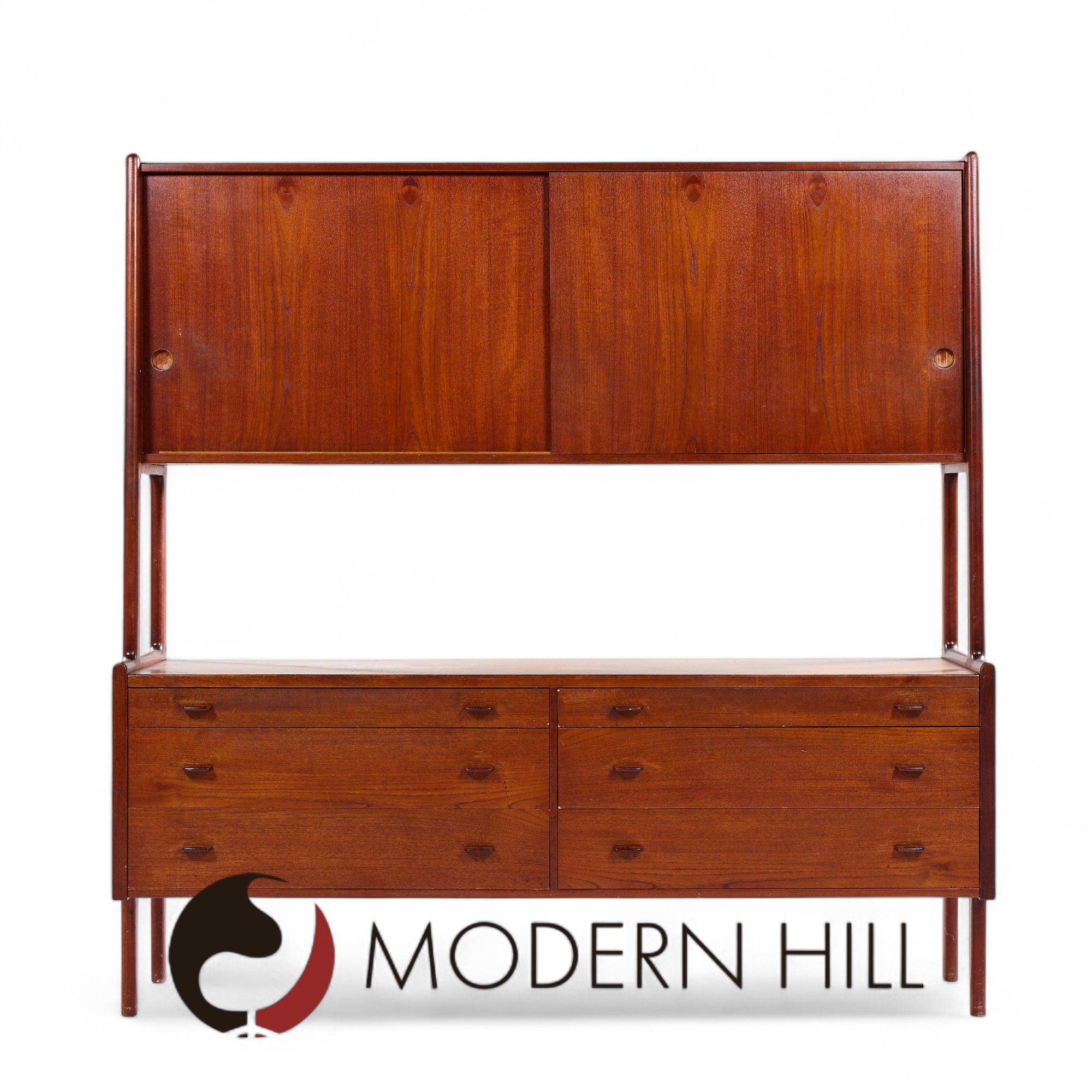 Hans Wegner for Ry Møbler Mid Century Danish Teak Credenza and Hutch