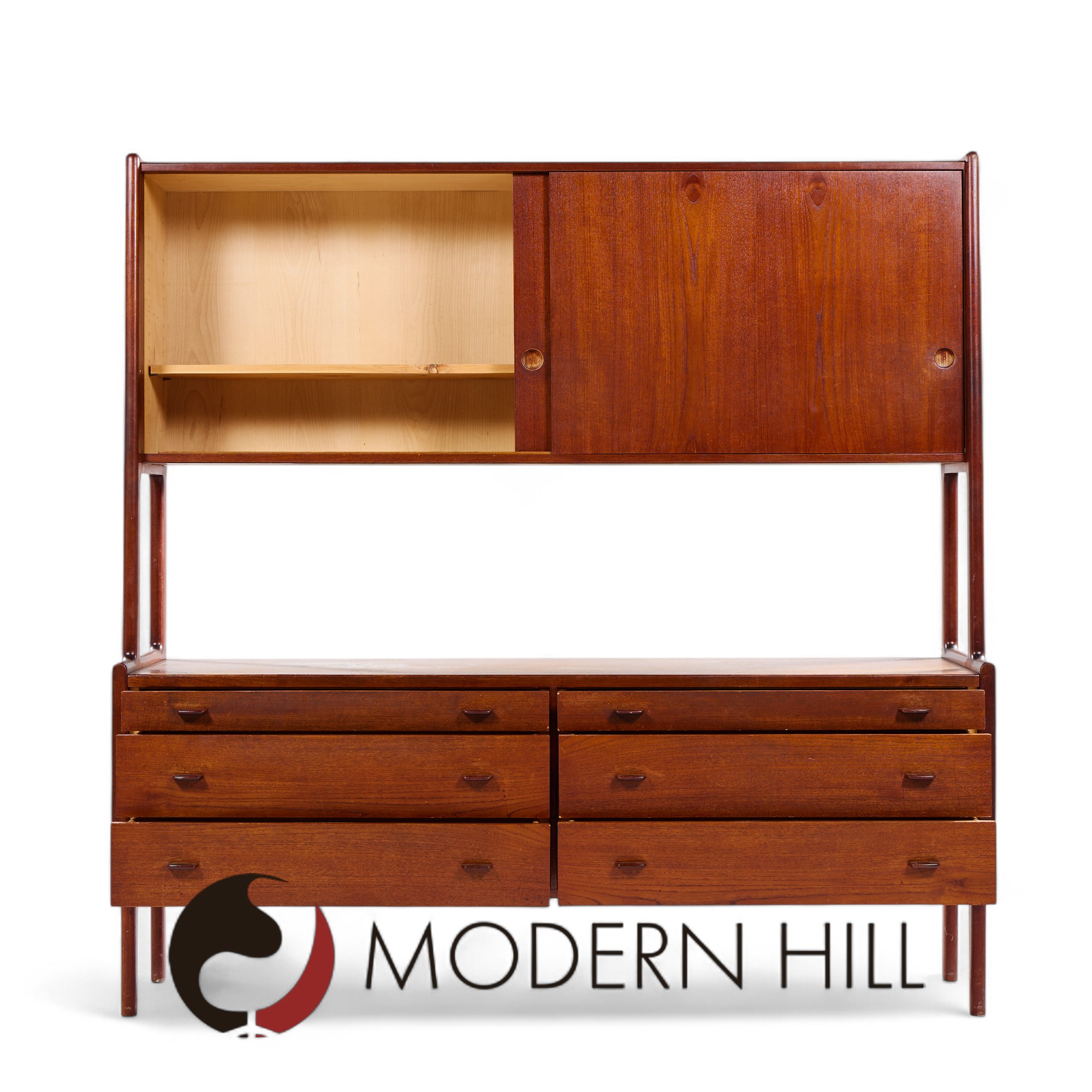 Hans Wegner for Ry Møbler Mid Century Danish Teak Credenza and Hutch