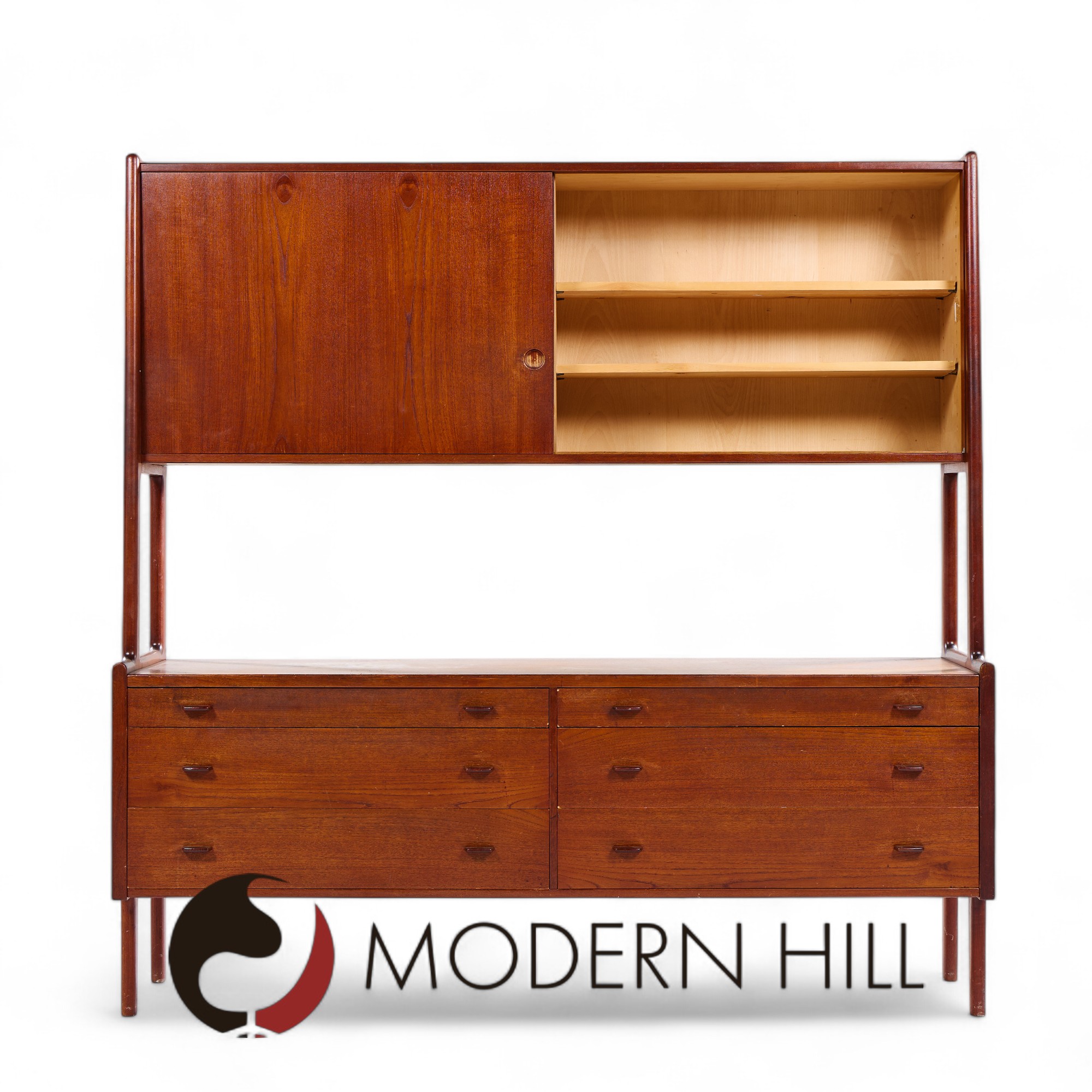 Hans Wegner for Ry Møbler Mid Century Danish Teak Credenza and Hutch