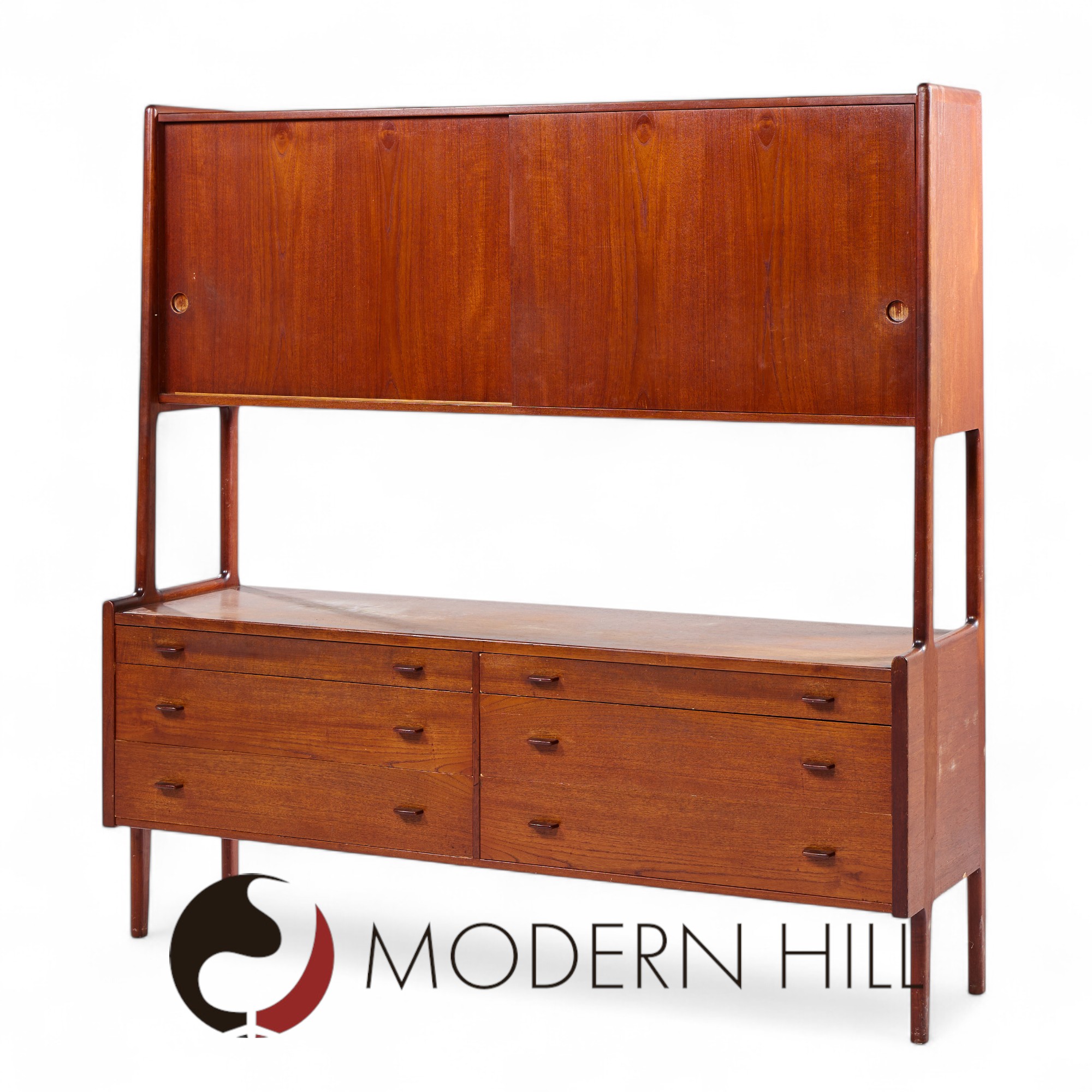 Hans Wegner for Ry Møbler Mid Century Danish Teak Credenza and Hutch