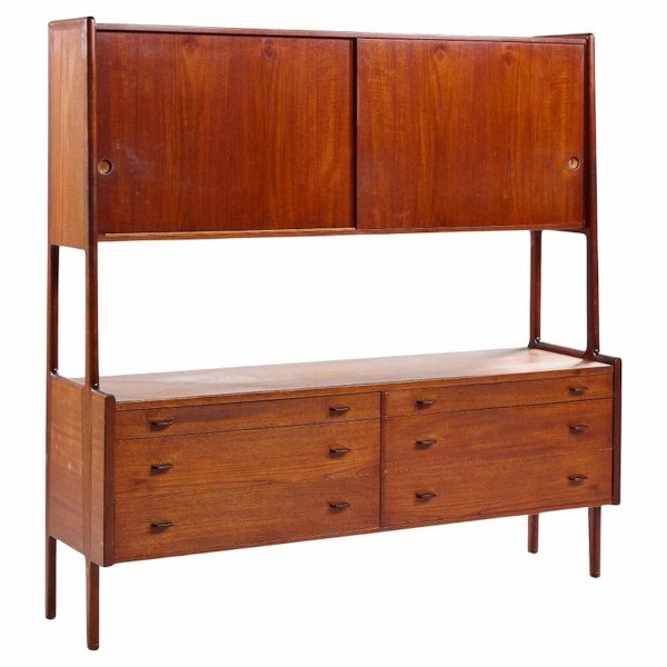 Hans Wegner for Ry Møbler Mid Century Danish Teak Credenza and Hutch