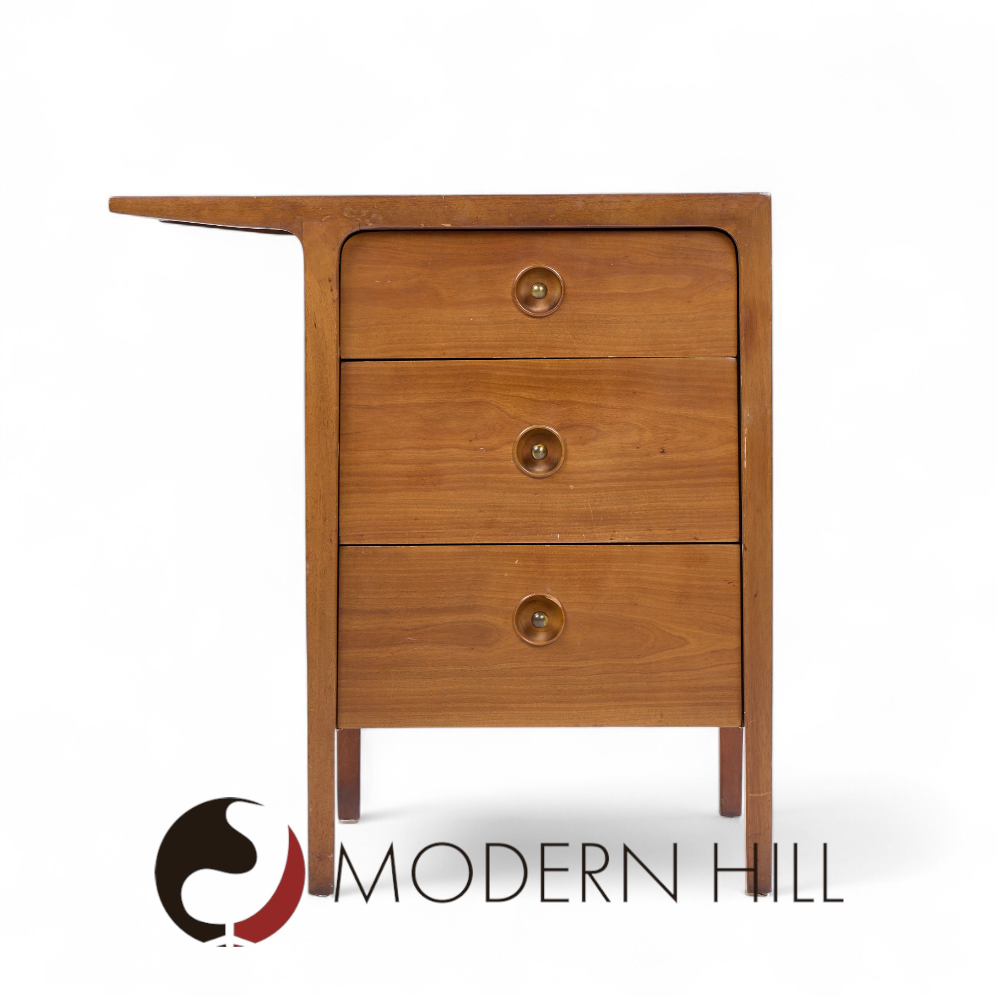John Van Koert for Drexel Counterpoint Mid Century Walnut Nightstand
