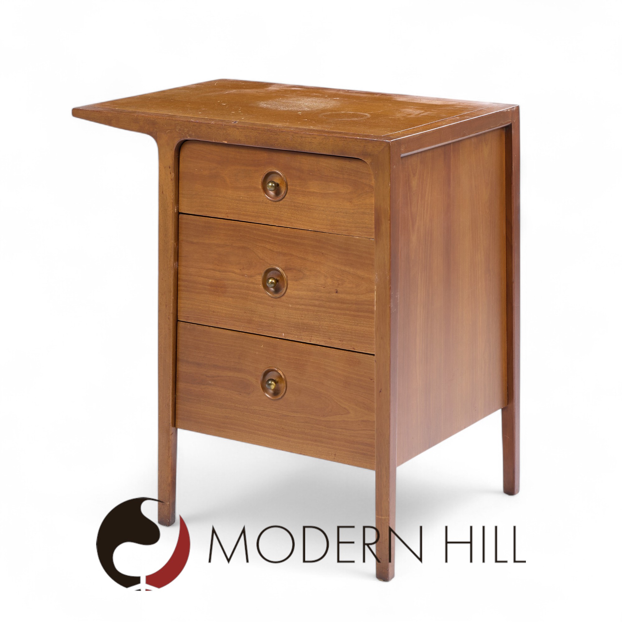 John Van Koert for Drexel Counterpoint Mid Century Walnut Nightstand