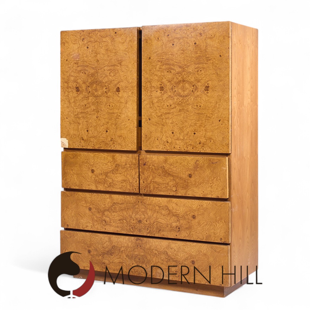 Lane Mid Century Burlwood Armoire Highboy Dresser