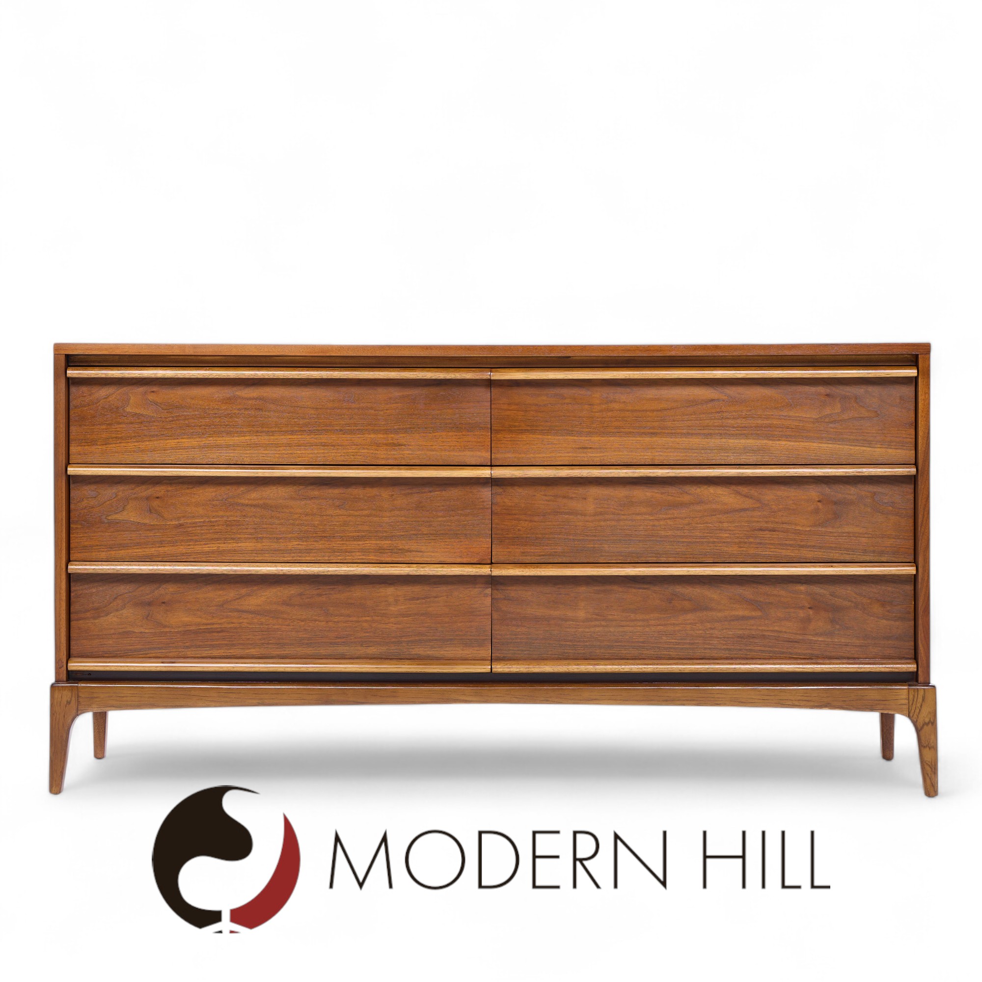 Lane Rhythm Mid Century Walnut 6 Drawer Lowboy Dresser