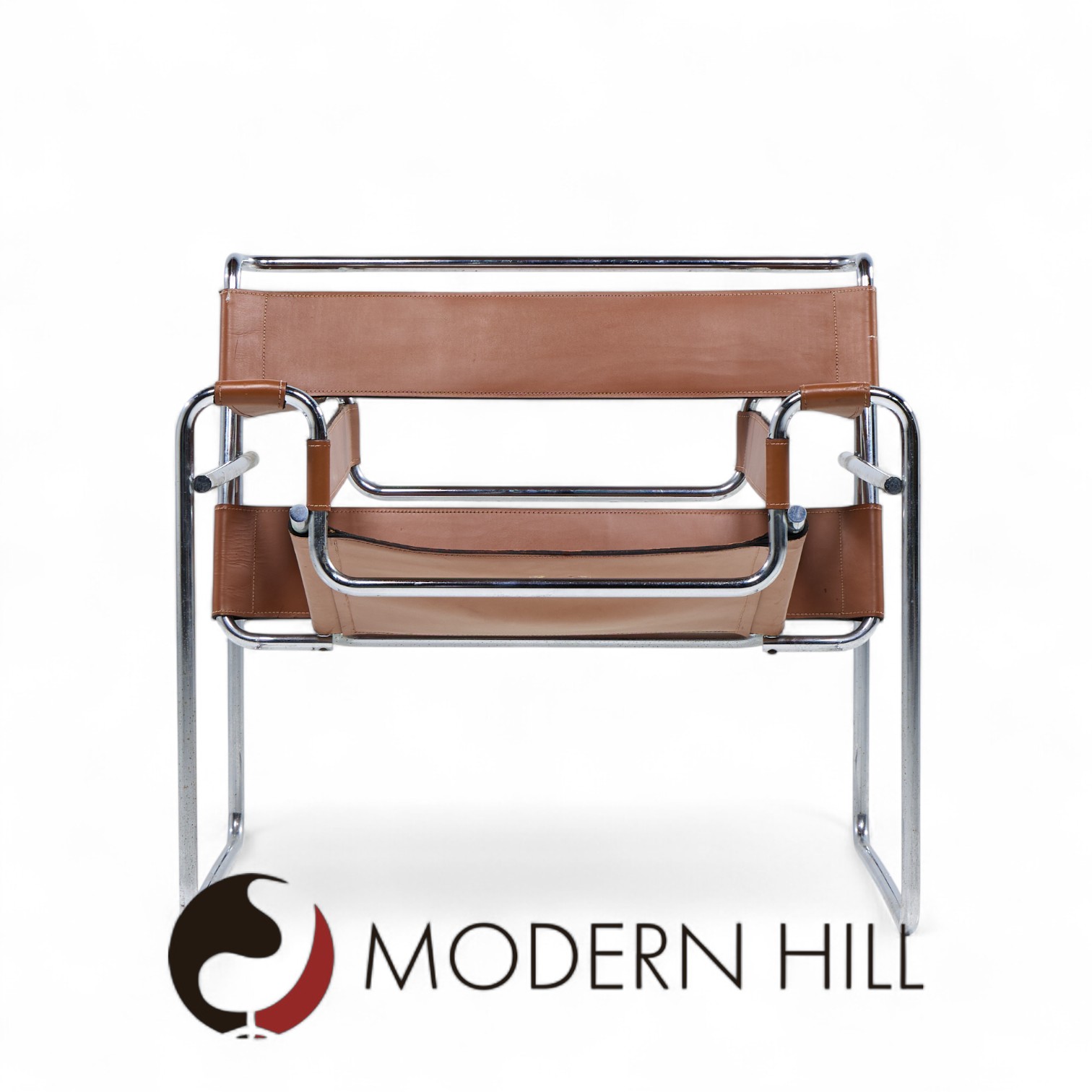 Marcel Breuer for Knoll Mid Century Stainless Steel and Leather Wassily Lounge Chair - Pair