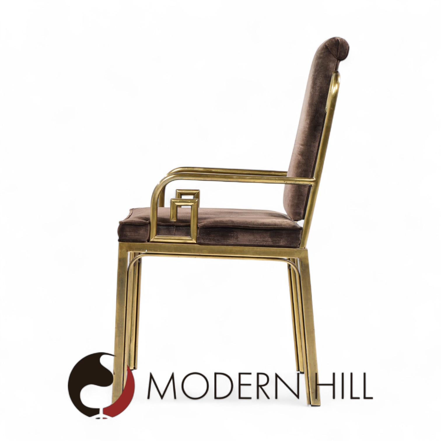 Mastercraft Mid Century Brass Greek Key Dining Chairs - Set of 8