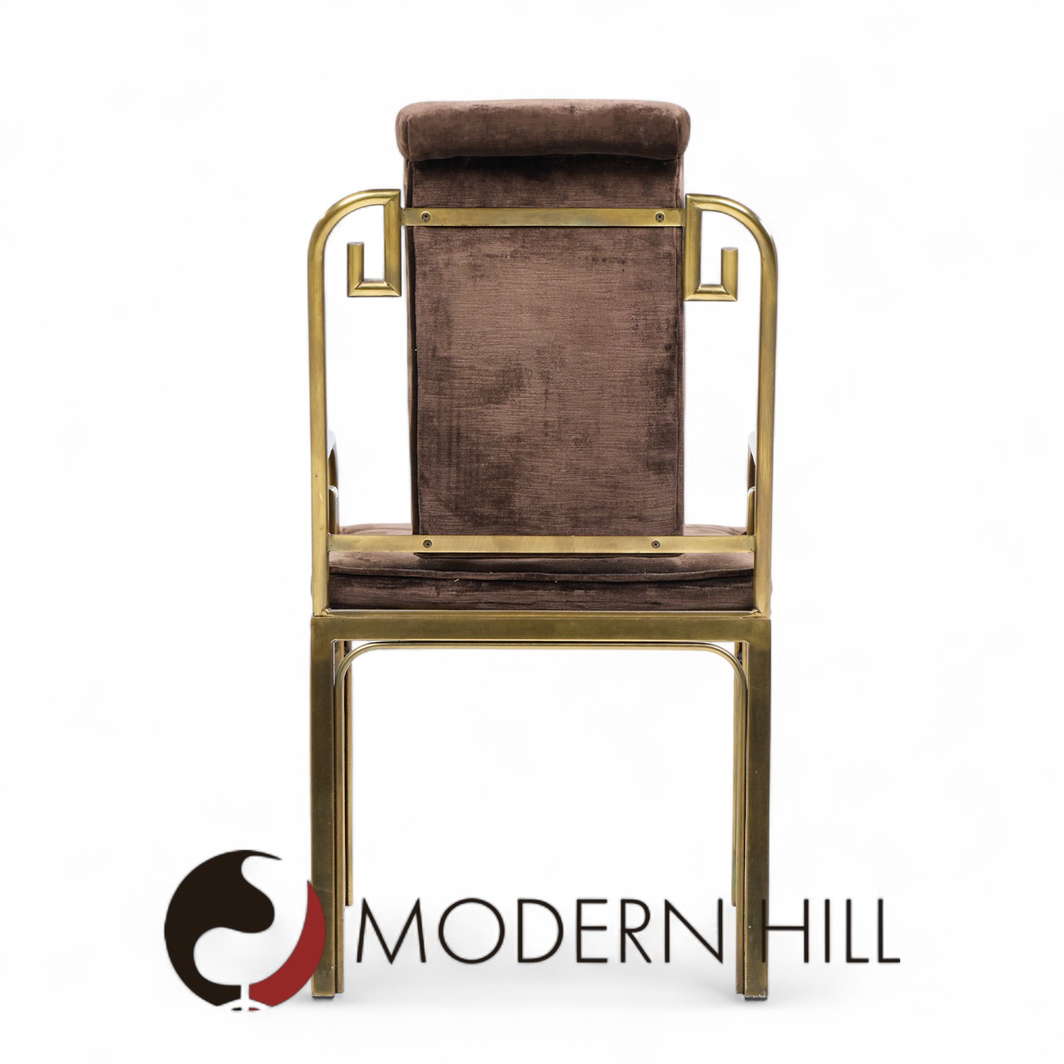 Mastercraft Mid Century Brass Greek Key Dining Chairs - Set of 8