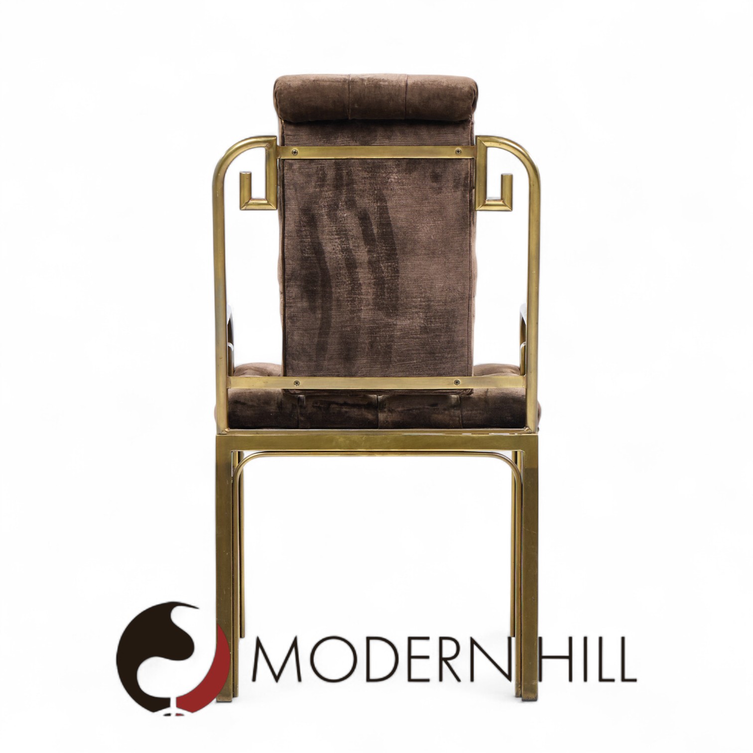Mastercraft Mid Century Brass Greek Key Dining Chairs - Set of 8