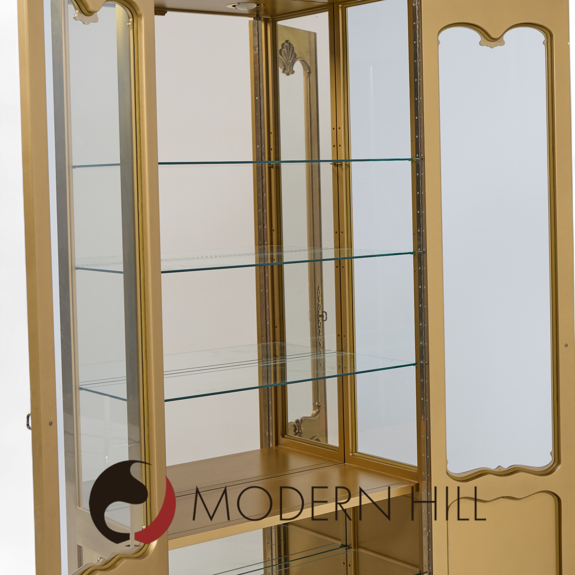 Mastercraft Mid Century Brass Vitrines Cabinet - Pair