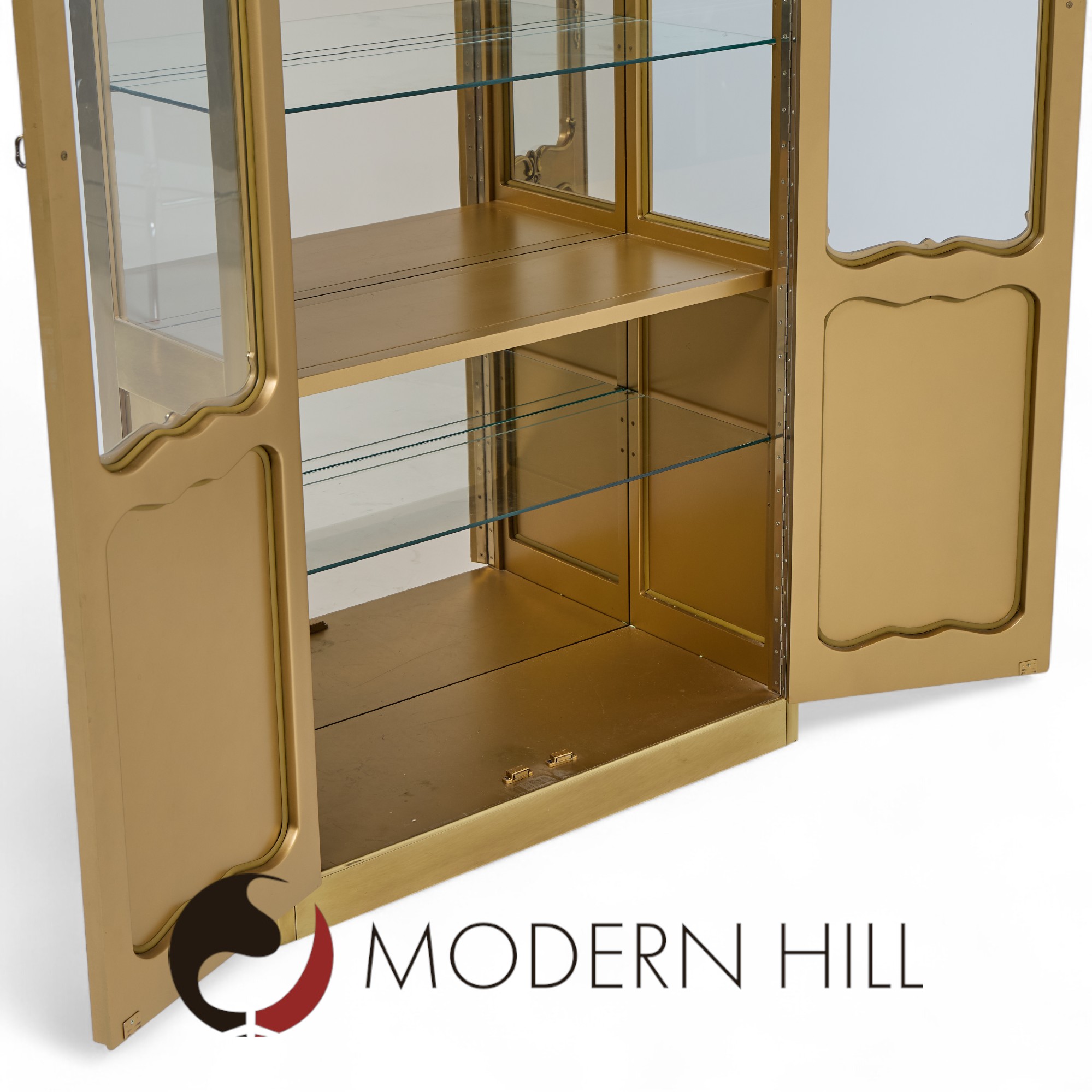 Mastercraft Mid Century Brass Vitrines Cabinet - Pair