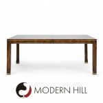 Mastercraft Mid Century Burlwood and Brass Expanding Dining Table with 2 Leaves | Mid Century Modern Furniture - Mid Century Furniture Chicago Mastercraft Mid Century Burlwood and Brass Expanding Dining Table with 2 Leaves