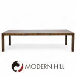 Mastercraft Mid Century Burlwood and Brass Expanding Dining Table with 2 Leaves | Mid Century Modern Furniture - Mid Century Furniture Chicago Mastercraft Mid Century Burlwood and Brass Expanding Dining Table with 2 Leaves