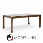 Mastercraft Mid Century Burlwood and Brass Expanding Dining Table with 2 Leaves | Mid Century Modern Furniture - Mid Century Furniture Chicago Mastercraft Mid Century Burlwood and Brass Expanding Dining Table with 2 Leaves