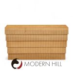 Mid Century Fluted Oak and Burlwood Console Table | Mid Century Modern Furniture - Mid Century Furniture Chicago Mid Century Fluted Oak and Burlwood Console Table