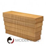 Mid Century Fluted Oak and Burlwood Console Table | Mid Century Modern Furniture - Mid Century Furniture Chicago Mid Century Fluted Oak and Burlwood Console Table