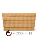 Mid Century Fluted Oak and Burlwood Console Table | Mid Century Modern Furniture - Mid Century Furniture Chicago Mid Century Fluted Oak and Burlwood Console Table