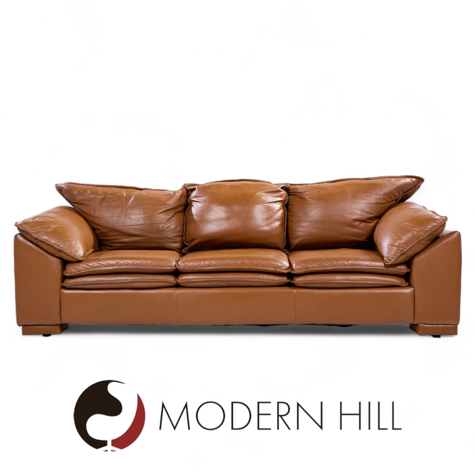Niels Eilersen Monza Mid Century Danish Leather Three-seat Sofa