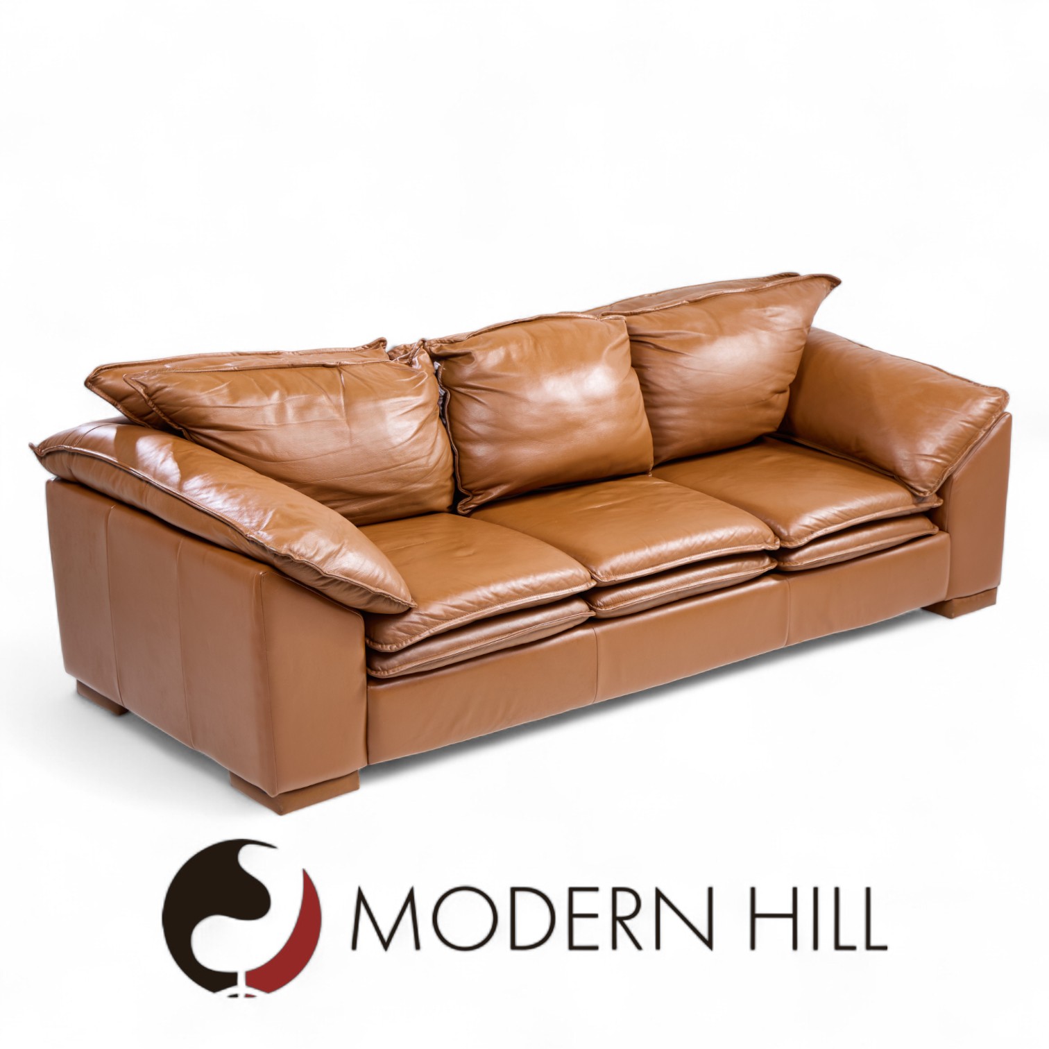 Niels Eilersen Monza Mid Century Danish Leather Three-seat Sofa
