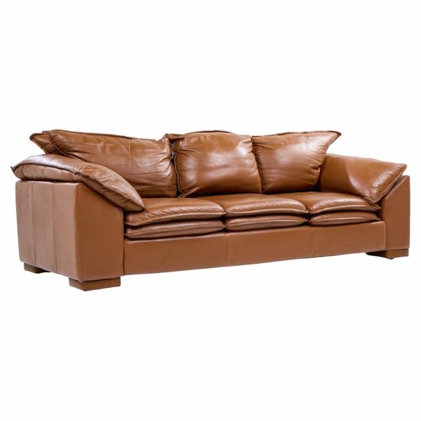 Niels Eilersen Monza Mid Century Danish Leather Three-seat Sofa