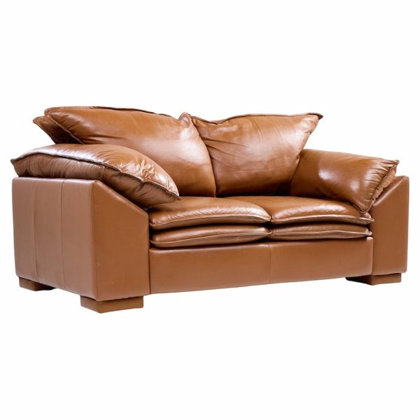 niels eilersen monza mid century danish leather two-seat loveseat sofa
