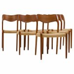 Niels Moller Model 71 Mid Century Danish Teak and Paper Cord Dining Chairs - Set of 6 | Mid Century Modern Furniture - Mid Century Furniture Chicago Niels Moller Model 71 Mid Century Danish Teak and Paper Cord Dining Chairs - Set of 6