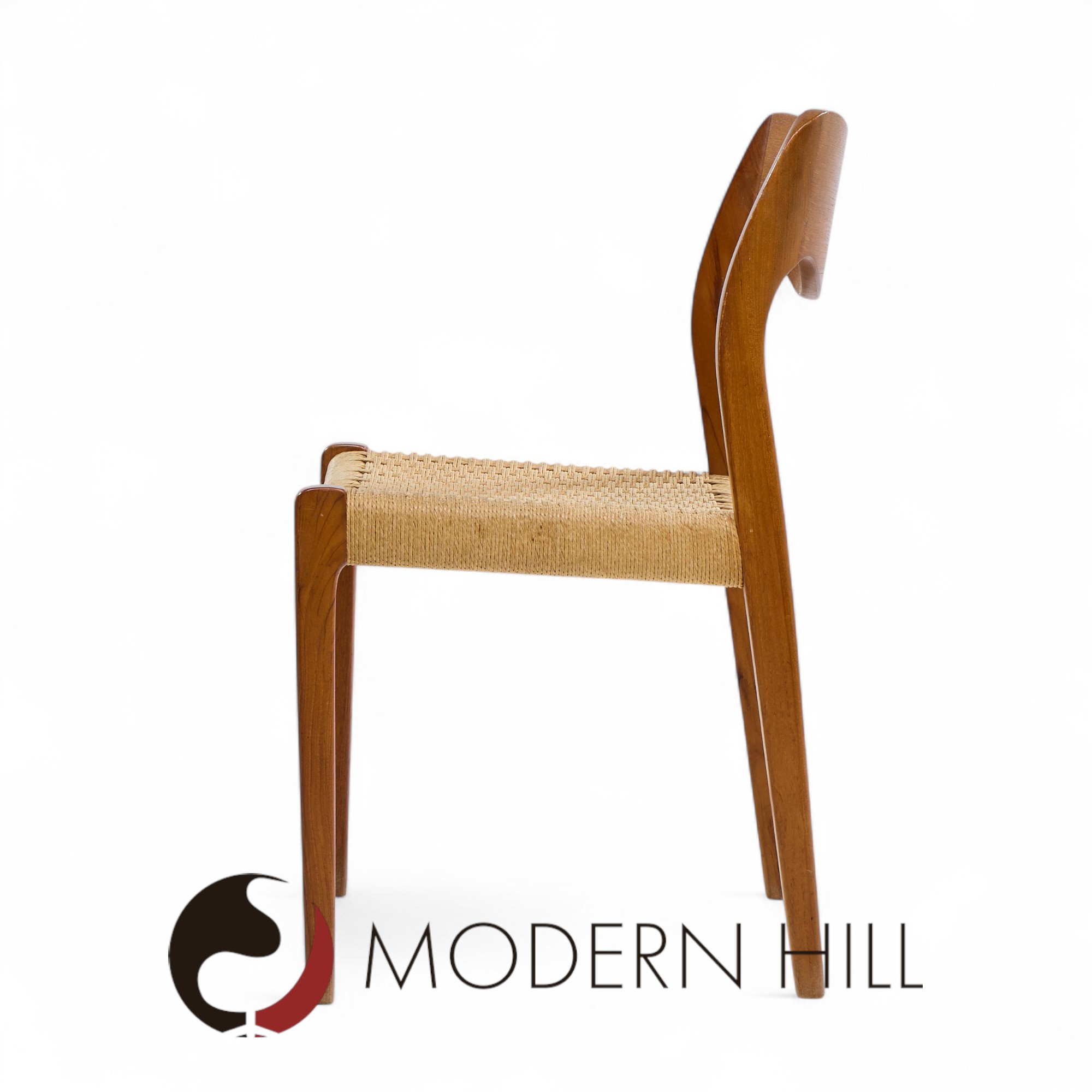 Niels Moller Model 71 Mid Century Danish Teak and Papercord Dining Chairs - Set of 6