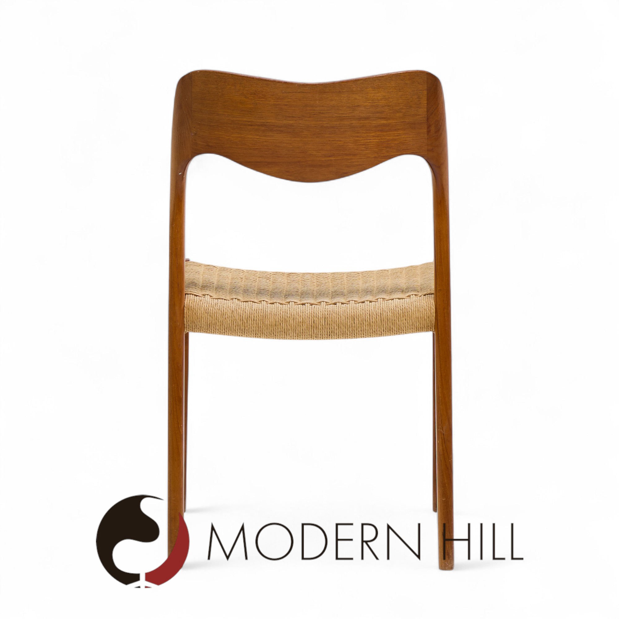 Niels Moller Model 71 Mid Century Danish Teak and Papercord Dining Chairs - Set of 6