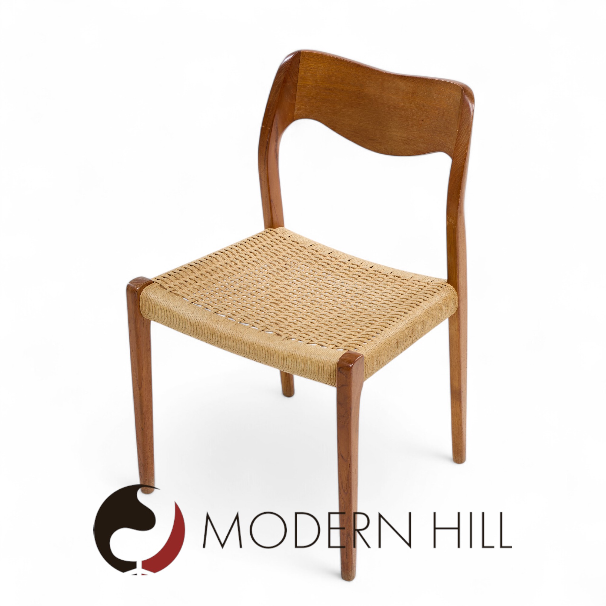 Niels Moller Model 71 Mid Century Danish Teak and Papercord Dining Chairs - Set of 6