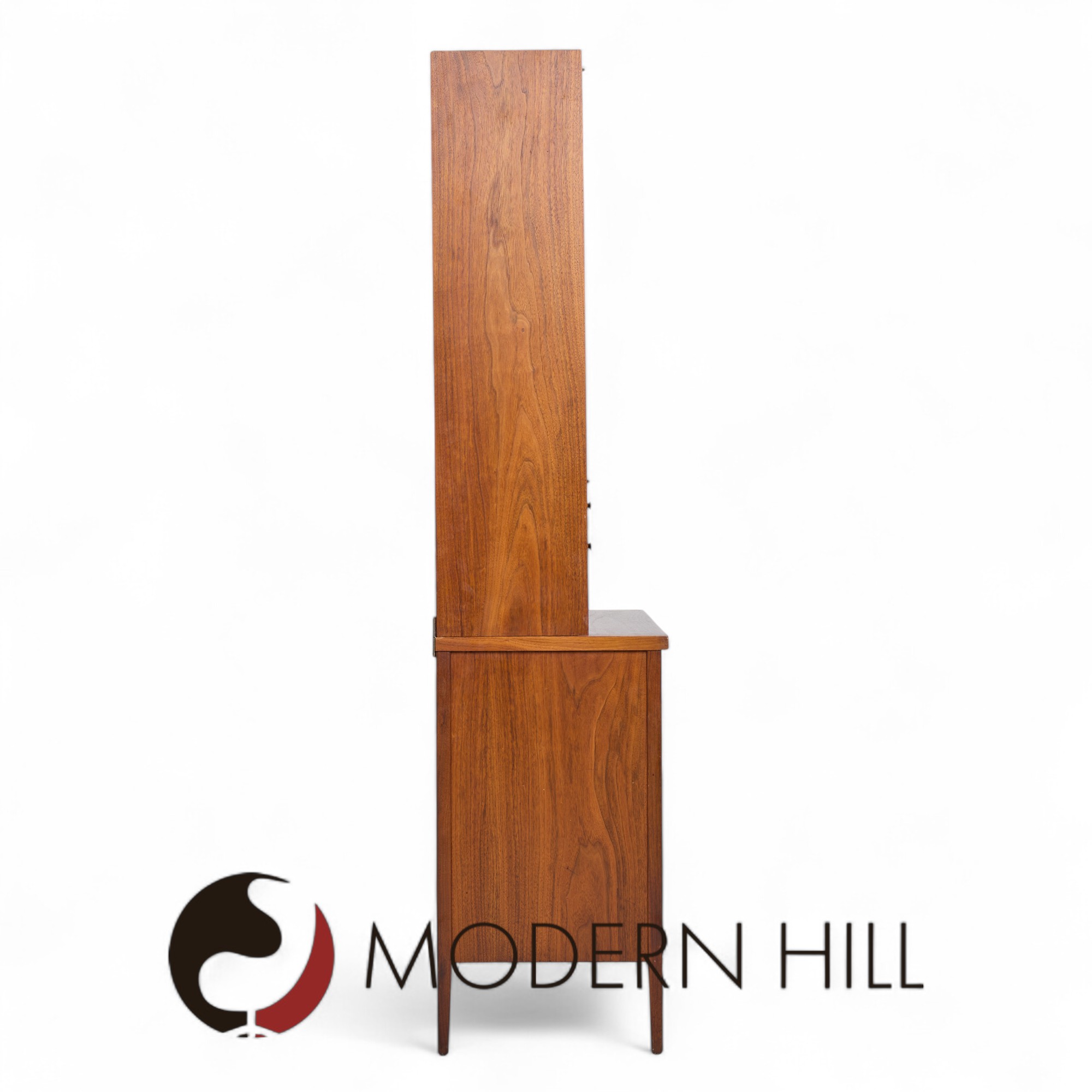 Paul Mccobb Connoisseur Collection Mid Century Mahogany and Cane Secretary Bar Cabinet