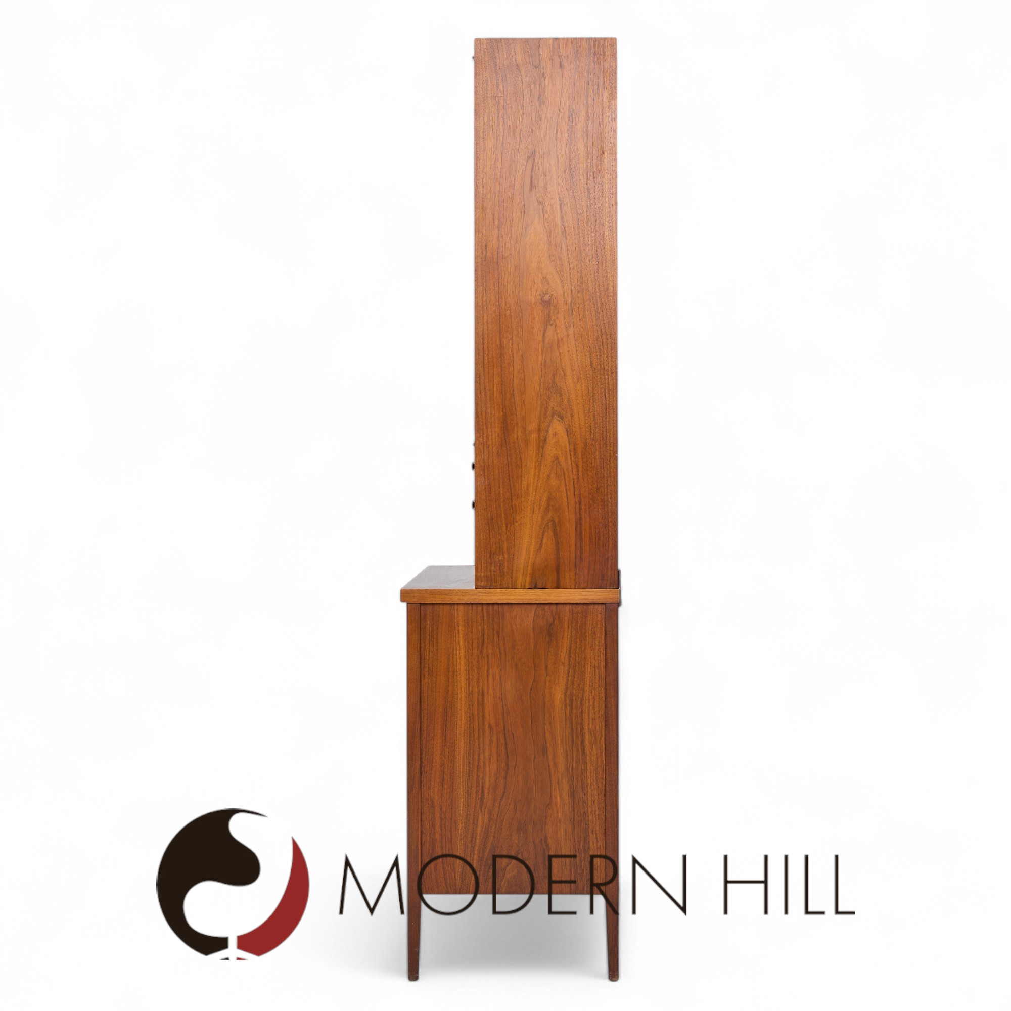 Paul Mccobb Connoisseur Collection Mid Century Mahogany and Cane Secretary Bar Cabinet