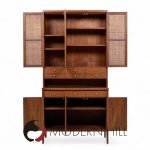 Paul Mccobb Connoisseur Collection Mid Century Mahogany and Cane Secretary Bar Cabinet | Mid Century Modern Furniture - Mid Century Furniture Chicago Paul Mccobb Connoisseur Collection Mid Century Mahogany and Cane Secretary Bar Cabinet