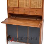 Paul Mccobb Connoisseur Collection Mid Century Mahogany and Cane Secretary Bar Cabinet | Mid Century Modern Furniture - Mid Century Furniture Chicago Paul Mccobb Connoisseur Collection Mid Century Mahogany and Cane Secretary Bar Cabinet
