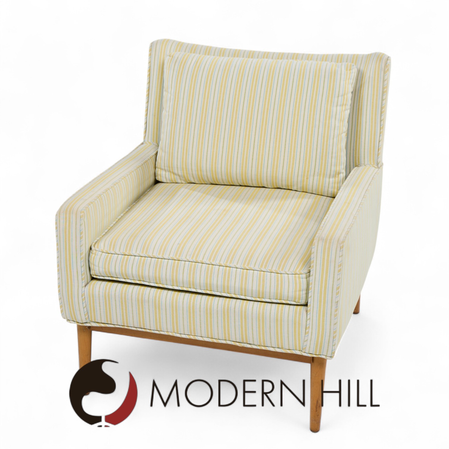 Paul Mccobb for Directional Model 302 Mid Century Walnut Lounge Chairs - Pair