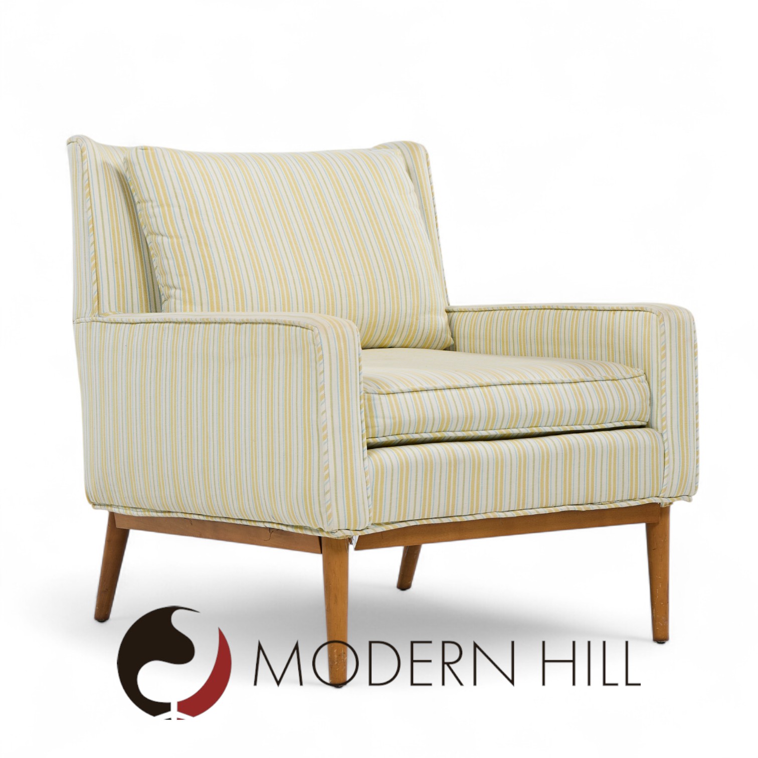 Paul Mccobb for Directional Model 302 Mid Century Walnut Lounge Chairs - Pair