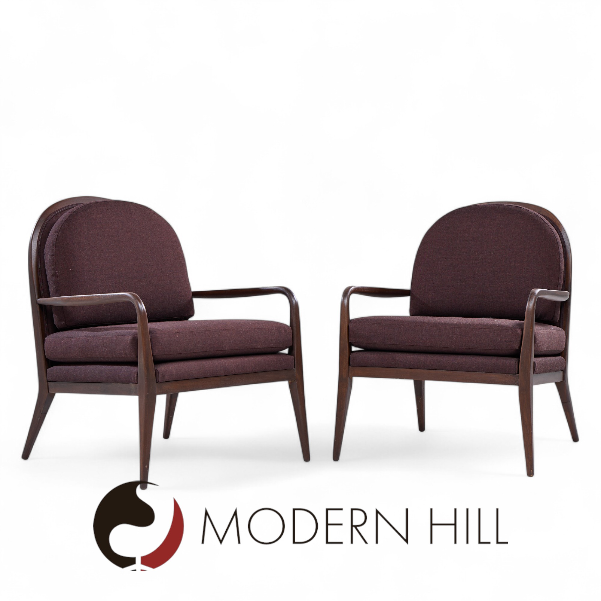Paul Mccobb for Widdicomb Mid Century Walnut Lounge Chairs - Pair