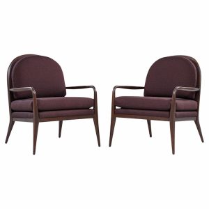 Paul Mccobb for Widdicomb Mid Century Walnut Lounge Chairs - Pair