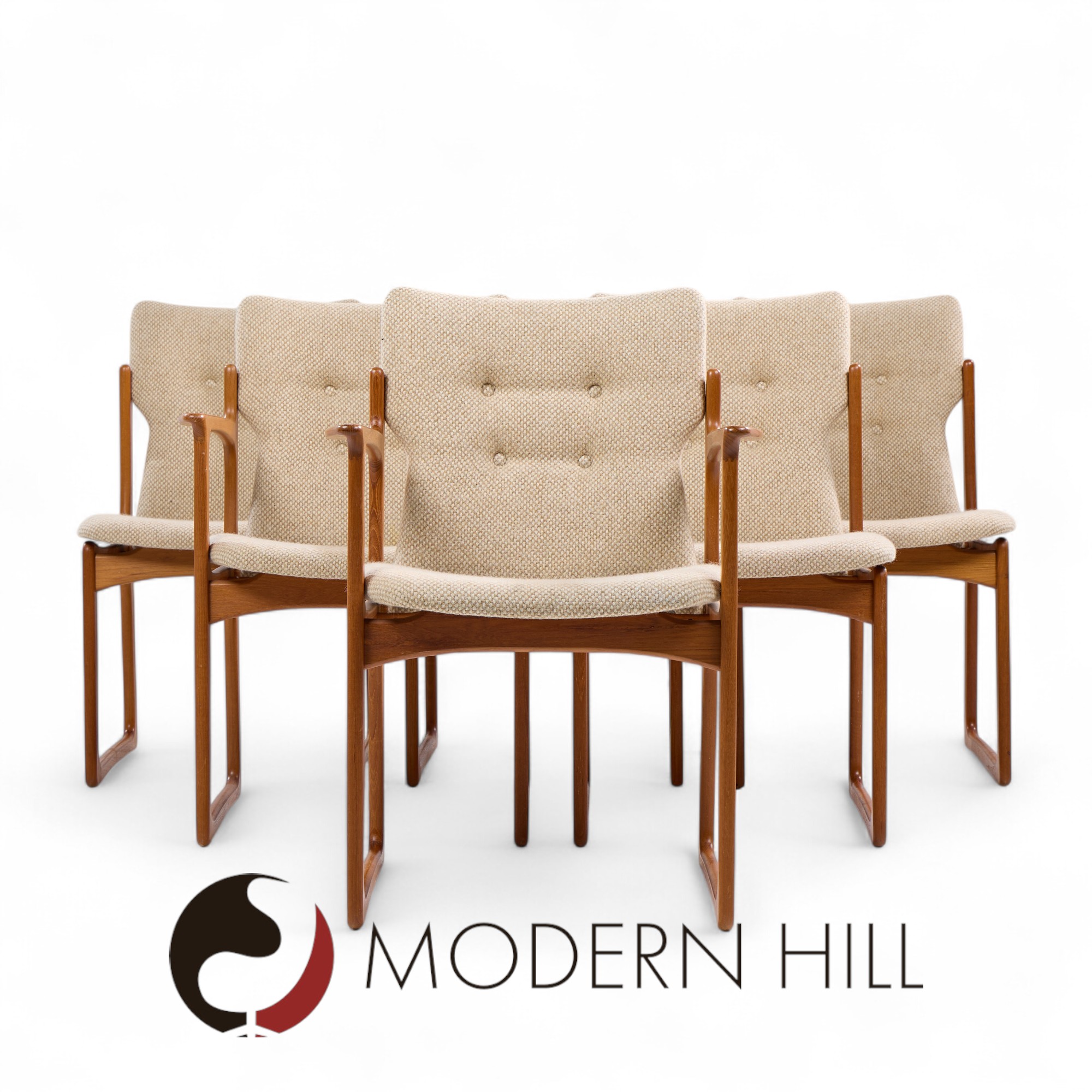 vamdrup stolefabrik mid century danish sculptural teak dining chairs - set of 6
