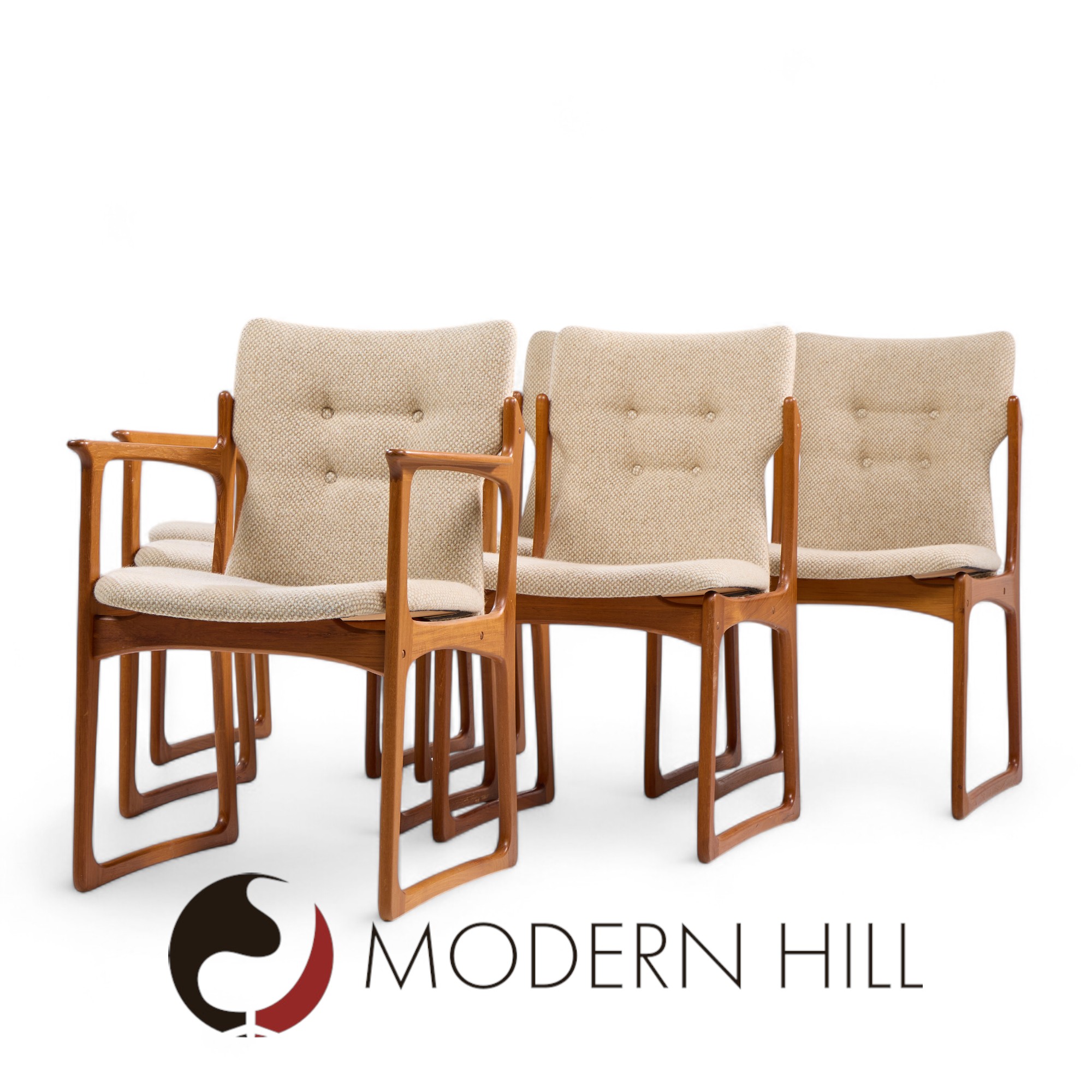 vamdrup stolefabrik mid century danish sculptural teak dining chairs - set of 6