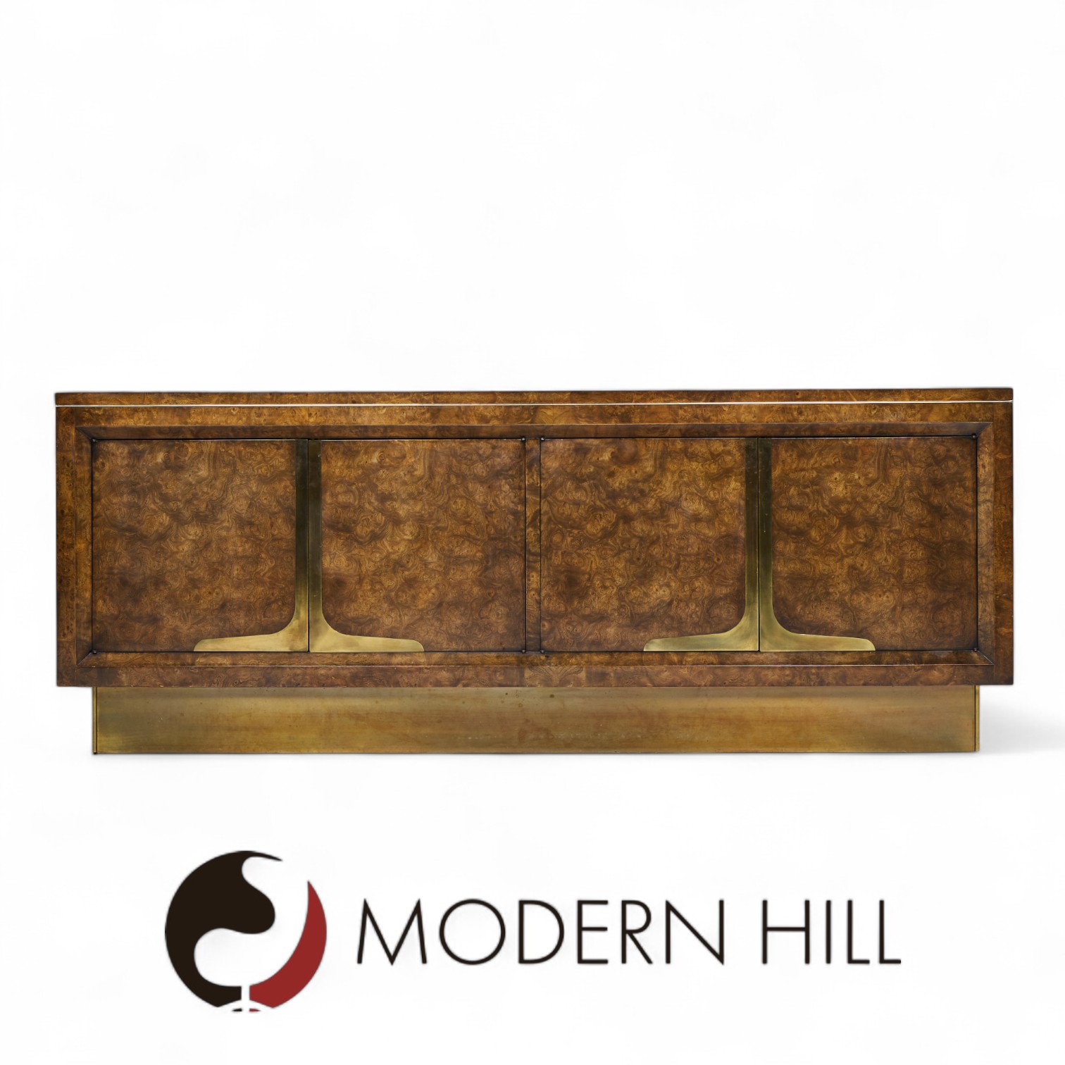 William Doezema for Mastercraft Mid Century Burlwood and Brass Credenza